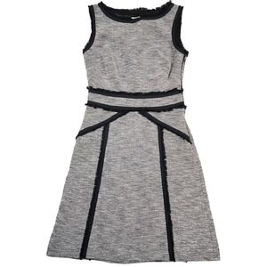 Adolfo Dominguez Gray & Black Sleeveless Boat Neck Shift Dress‎ Sz 34/US 4